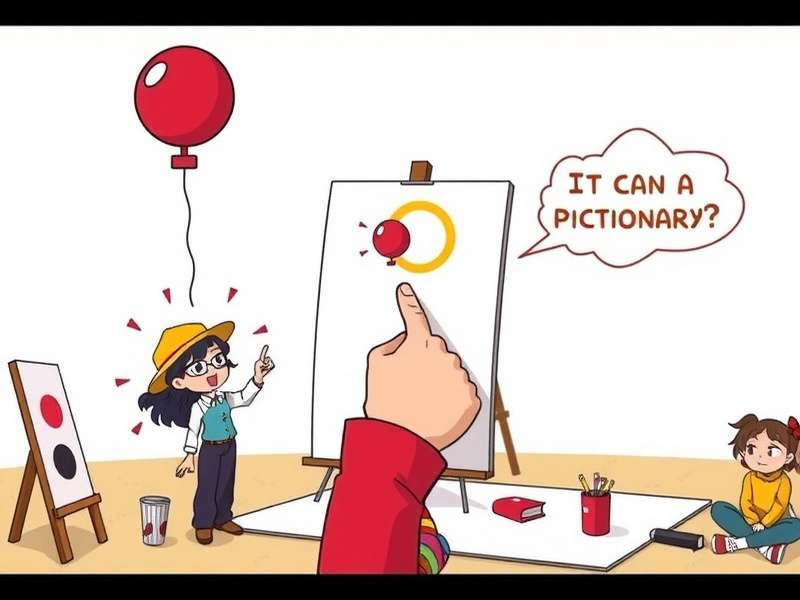 Pictionary board game box and components