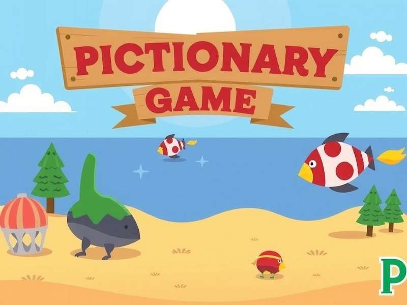 Pictionary game online generator interface showing word selection and drawing tools