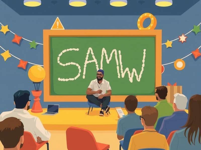 Excited contestants playing Pictionary game show with colorful drawings