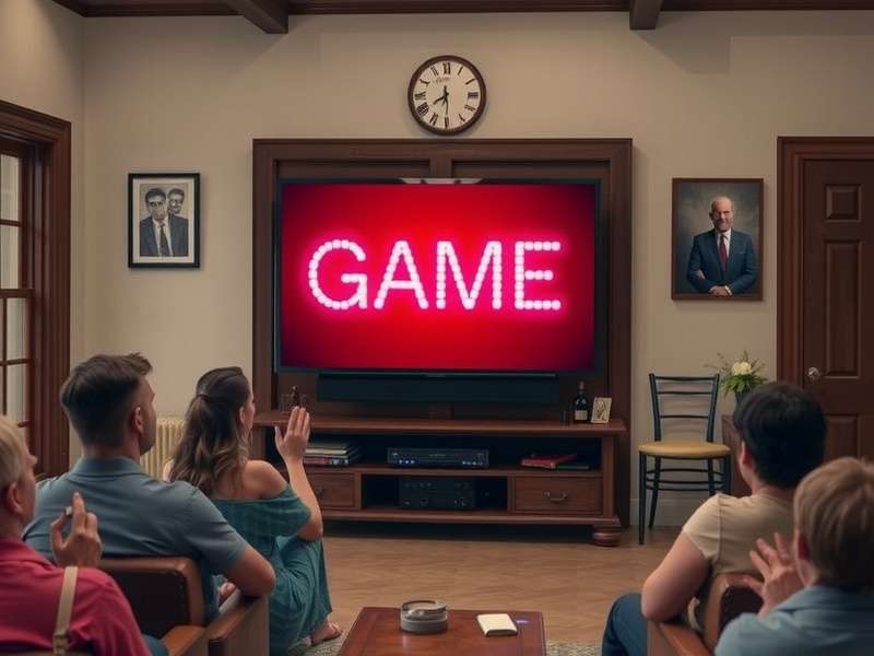 Excited contestants playing Pictionary on a UK television set