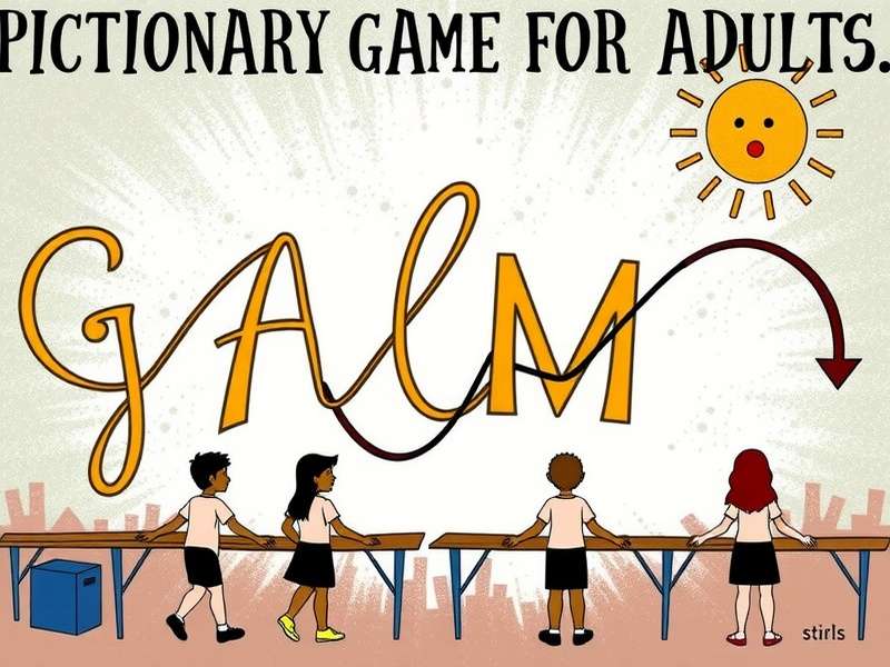 Adult group laughing while playing Pictionary game night