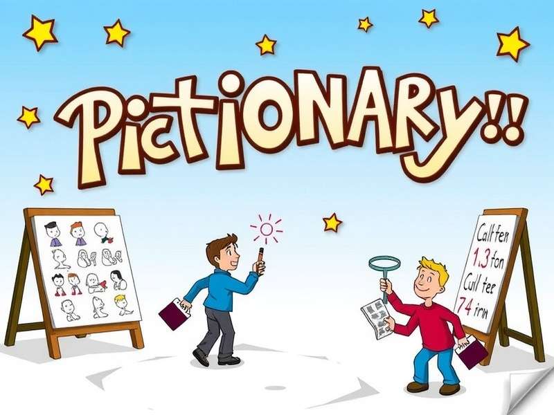 Pictionary gameplay demonstration with timer and drawing