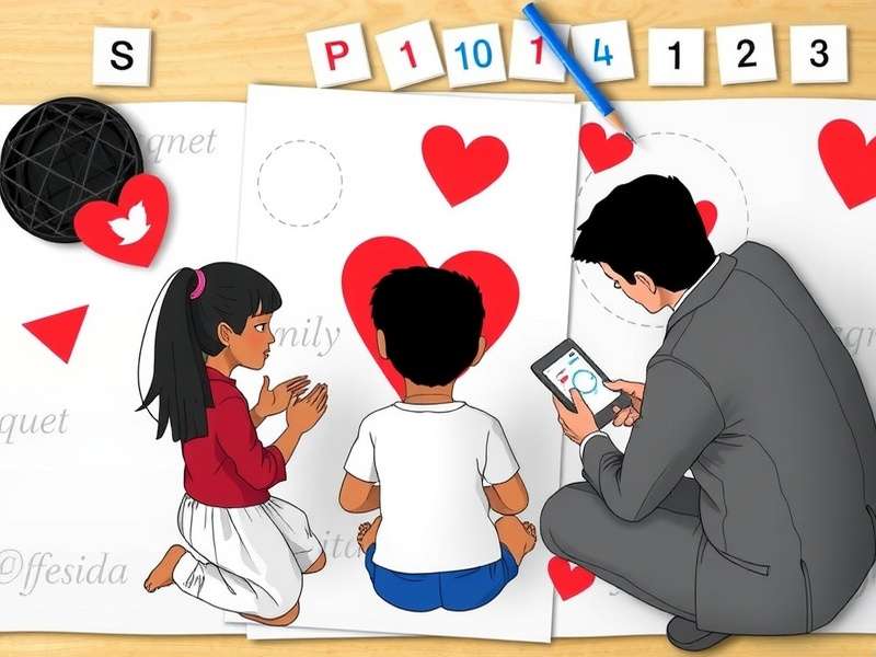 Family using tablets alongside traditional Pictionary board game