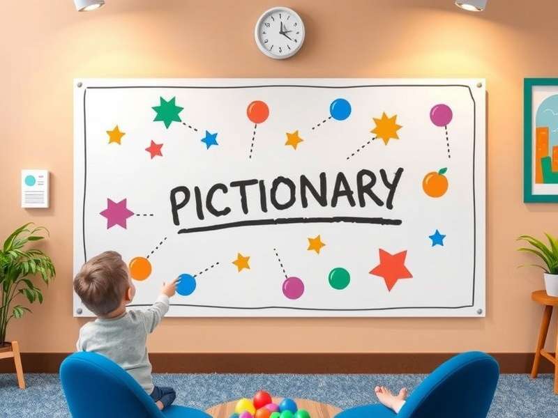 Students actively engaged in classroom Pictionary game