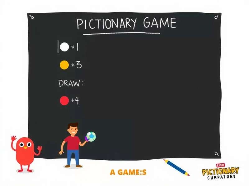 Pictionary drawing examples showing chunking method, arrows, and visual metaphors for common game words