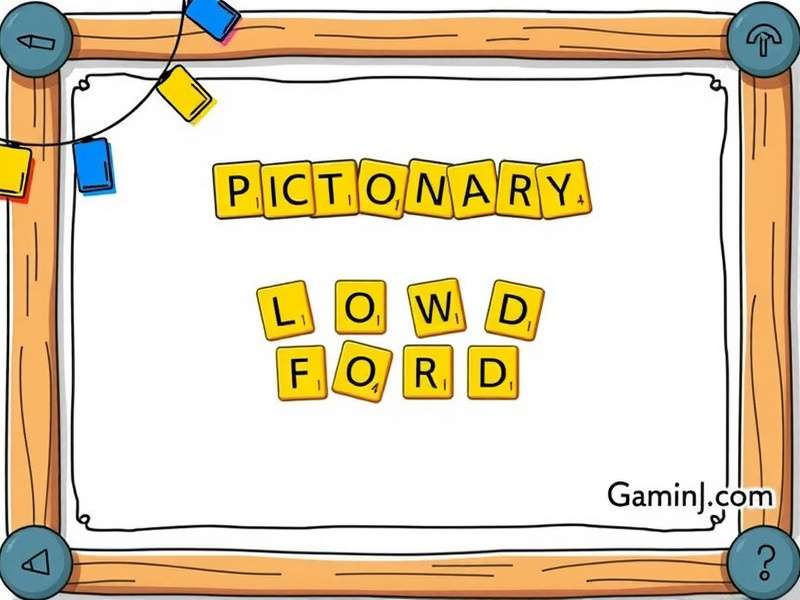 Digital Pictionary game interface with funny word prompts and drawing tools