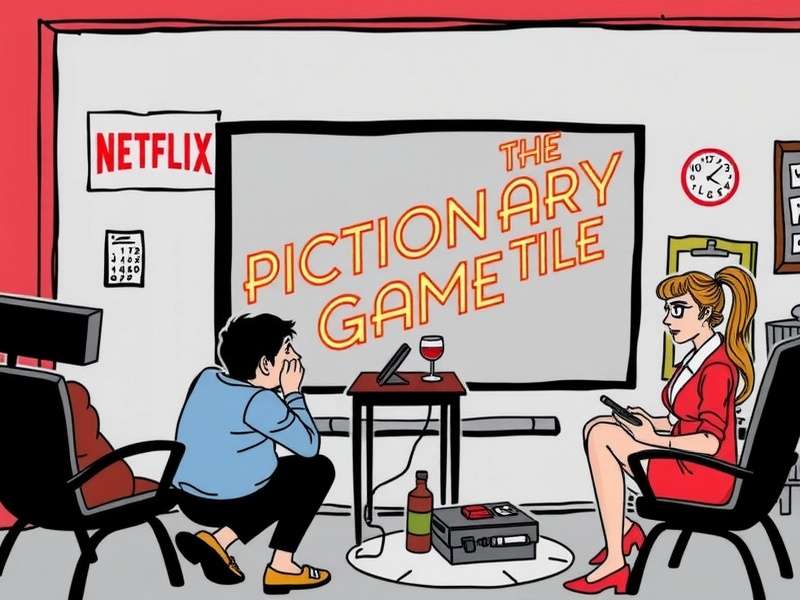 Pictionary Game Netflix – two players drawing and guessing on a digital screen with Netflix theme