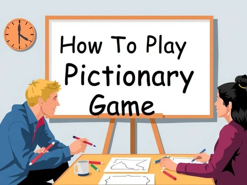 A lively group of friends playing Pictionary Game around a whiteboard, with colorful drawings and laughter.