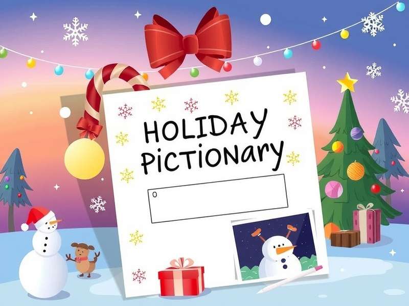 Holiday Pictionary party with family and friends drawing Christmas-themed words